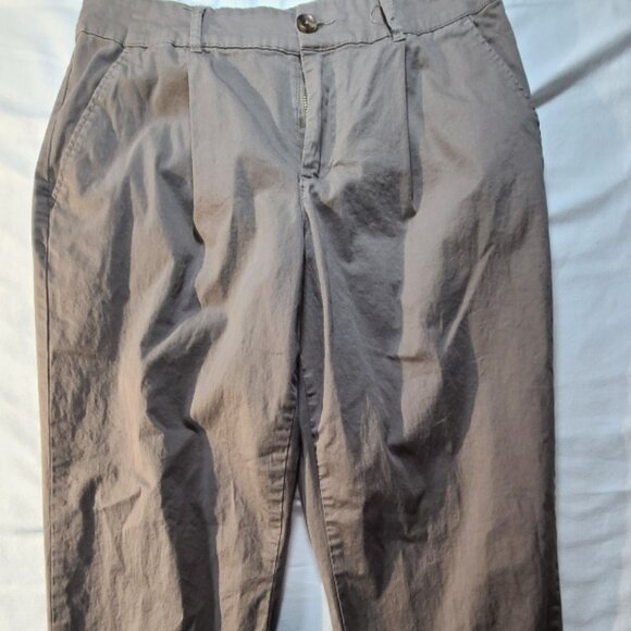 A New Day Taupe Chino Pants Size 8 High-Rise Pleated Front Tapered Leg - Picture 2 of 8